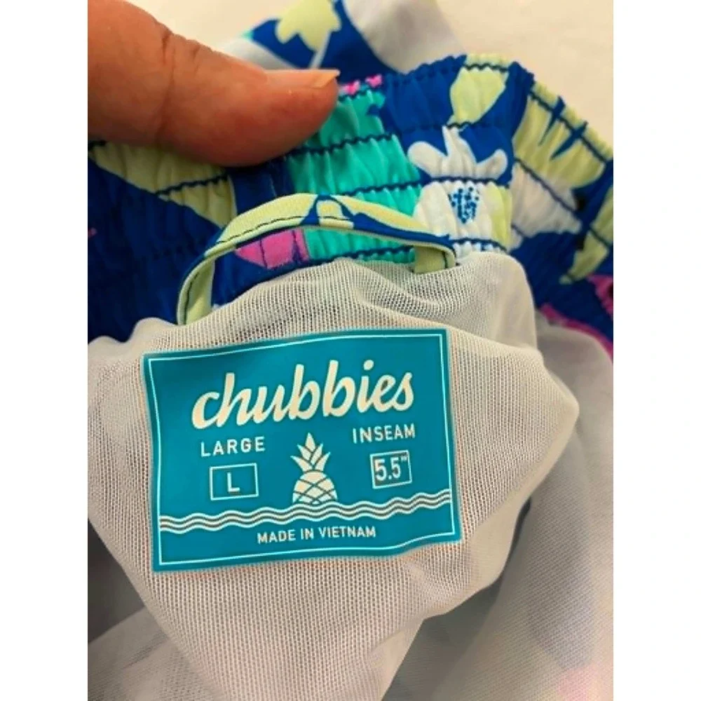 Chubbies Classic Swim Trunks Mens L Blue Tropical Floral 5.5